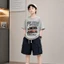 Bộ Đồ Bé Trai Cộc Tay Cotton 100% Quần Da Cá Form Rộng Style Hàn Mặc Mát Size 15-45kg CT04