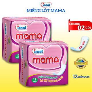 Miếng Lót ICOOL Mama Sau Sinh Cho Mẹ Bầu Gói 12 Miếng 42 Cm Mặt Vải Thấm Hút Tốt kháng khuẩn khử mùi