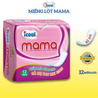 Miếng Lót ICOOL Mama Sau Sinh Cho Mẹ Bầu Gói 12 Miếng 42 Cm Mặt Vải Thấm Hút Tốt kháng khuẩn khử mùi