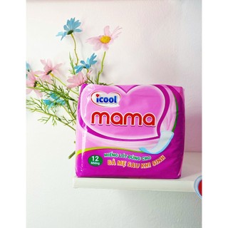 Miếng Lót ICOOL Mama Sau Sinh Cho Mẹ Bầu Gói 12 Miếng 42 Cm Mặt Vải Thấm Hút Tốt kháng khuẩn khử mùi