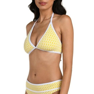 Set bơi 2 mảnh, bikini đi biển nữ màu vàng hạo tiết lưới siêu xinh, áo dây buộc sẵn đệm ngực hàng VNXK