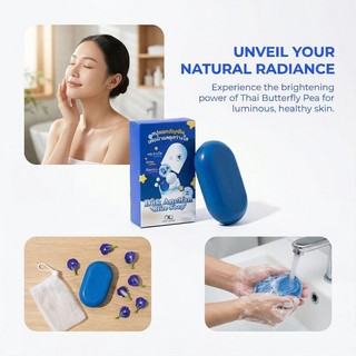 Xà Phòng Xanh Dok Anchan Chiết Xuất Hoa Đậu Biếc - Giúp Da Sáng Khỏe, Mịn Màng, Cấp Ẩm & Chống Oxy Hóa (65g)