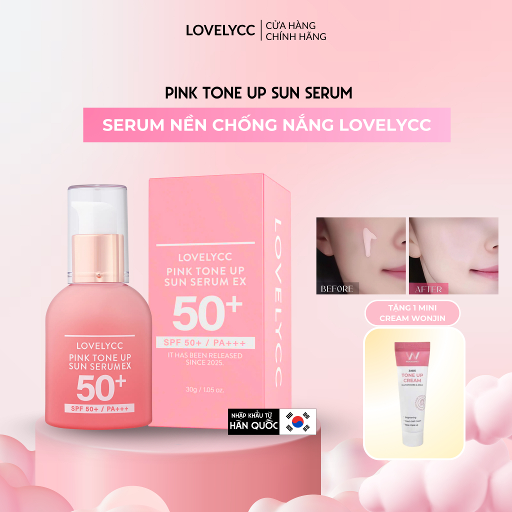 Serum Chống Nắng Nâng Cấp Lovelycc Pink Tone up Sun Serum EX SPF 50+