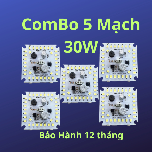 COMBO 5 CHIP LED Siêu Sáng 220V Hàng Loại 1 kèm dây điện, liền driver
