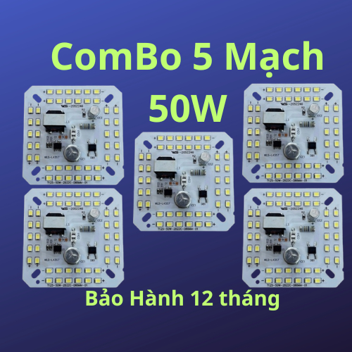 COMBO 5 CHIP LED Siêu Sáng 220V Hàng Loại 1 kèm dây điện, liền driver