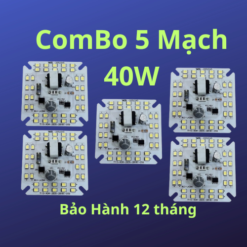 COMBO 5 CHIP LED Siêu Sáng 220V Hàng Loại 1 kèm dây điện, liền driver