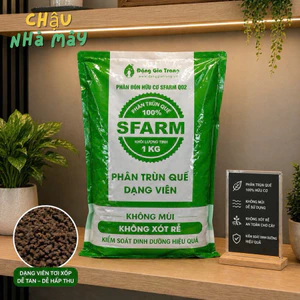 Phân Trùn Quế Viên SFARM 1KG – Hữu Cơ, Không Mùi