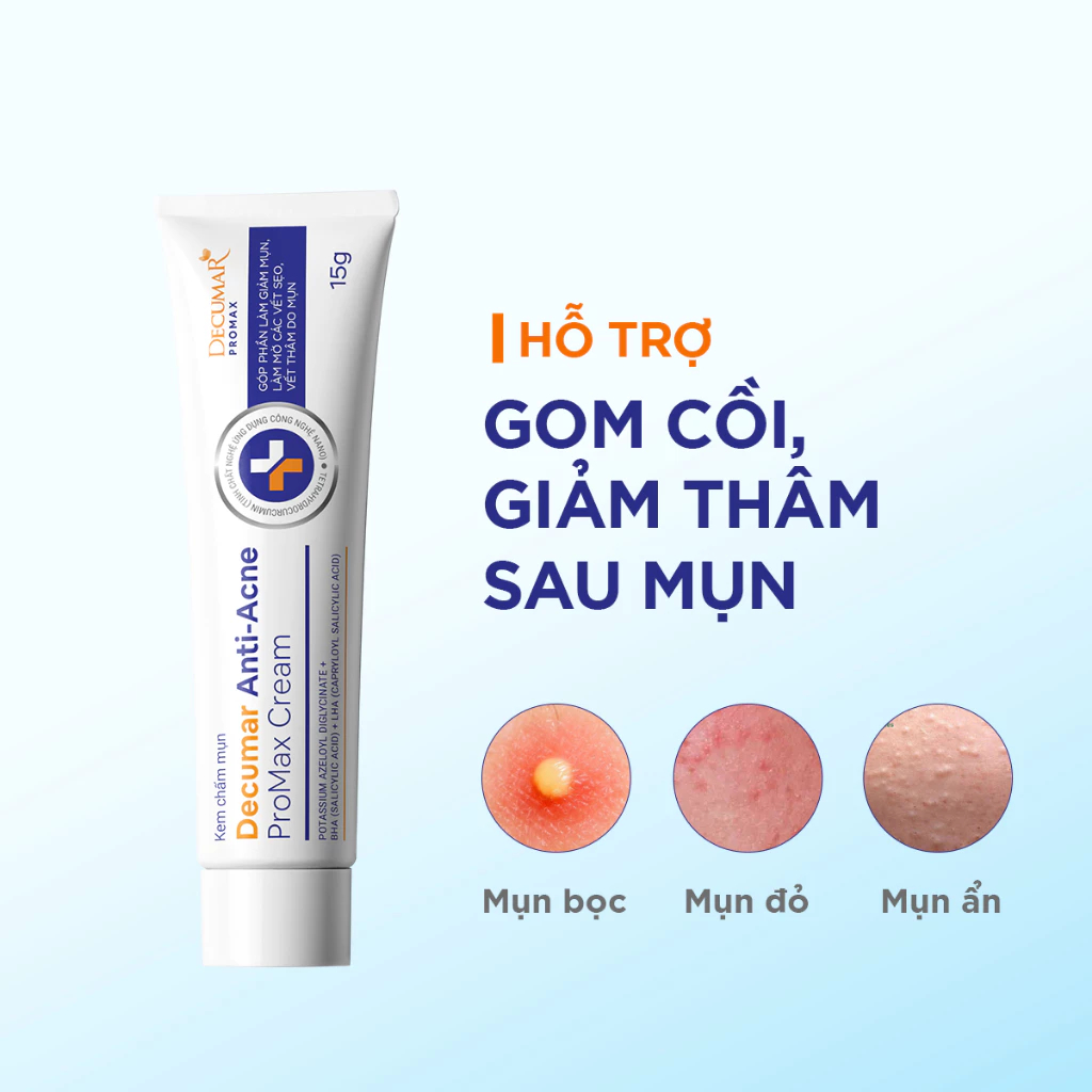 Kem Chấm Giảm Mụn Viêm, Mờ Thâm Sẹo Thế Hệ Mới Decumar ProMax Cream 15g