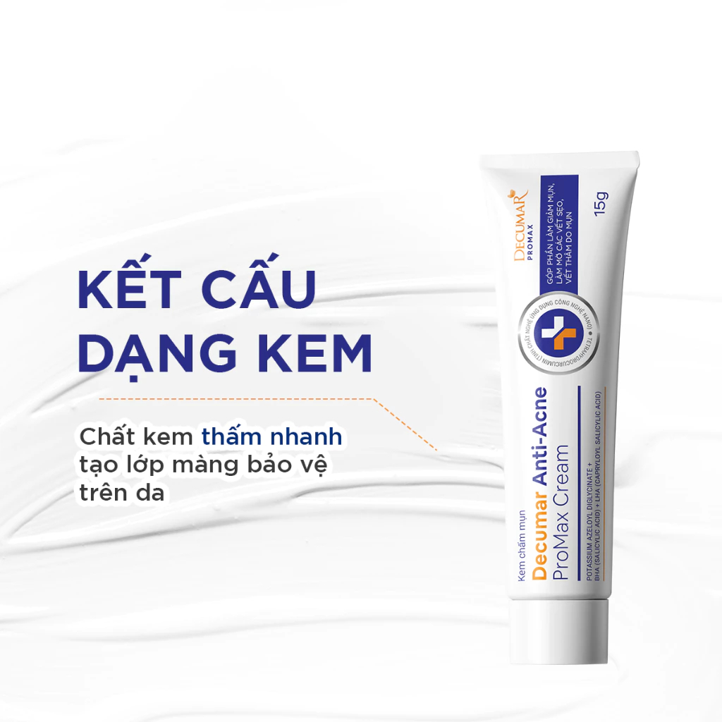 Kem Chấm Giảm Mụn Viêm, Mờ Thâm Sẹo Thế Hệ Mới Decumar ProMax Cream 15g
