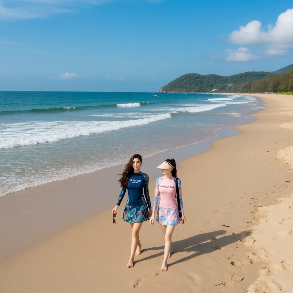 Bikini đồ bơi 2 mảnh kín đáo phối màu cực hot trend áo tay dài, chân váy quần đùi 2 lớp năng động size tới 65kg