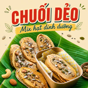 CHUỐI DẺO MIX Hạt dinh dưỡng - Tiệm Mé Sông - Trọn vị nhà làm (Chuối sấy dẻo)