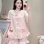 Bộ Đồ Ngủ Nữ JUSOKA Pijama Chất Đũi Vân Mây Hoạ Tiết Mèo Hello Kitty Có Túi Dễ Thương DU48