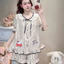 Bộ Đồ Ngủ Nữ JUSOKA Pijama Chất Đũi Vân Mây Hoạ Tiết Mèo Hello Kitty Có Túi Dễ Thương DU48
