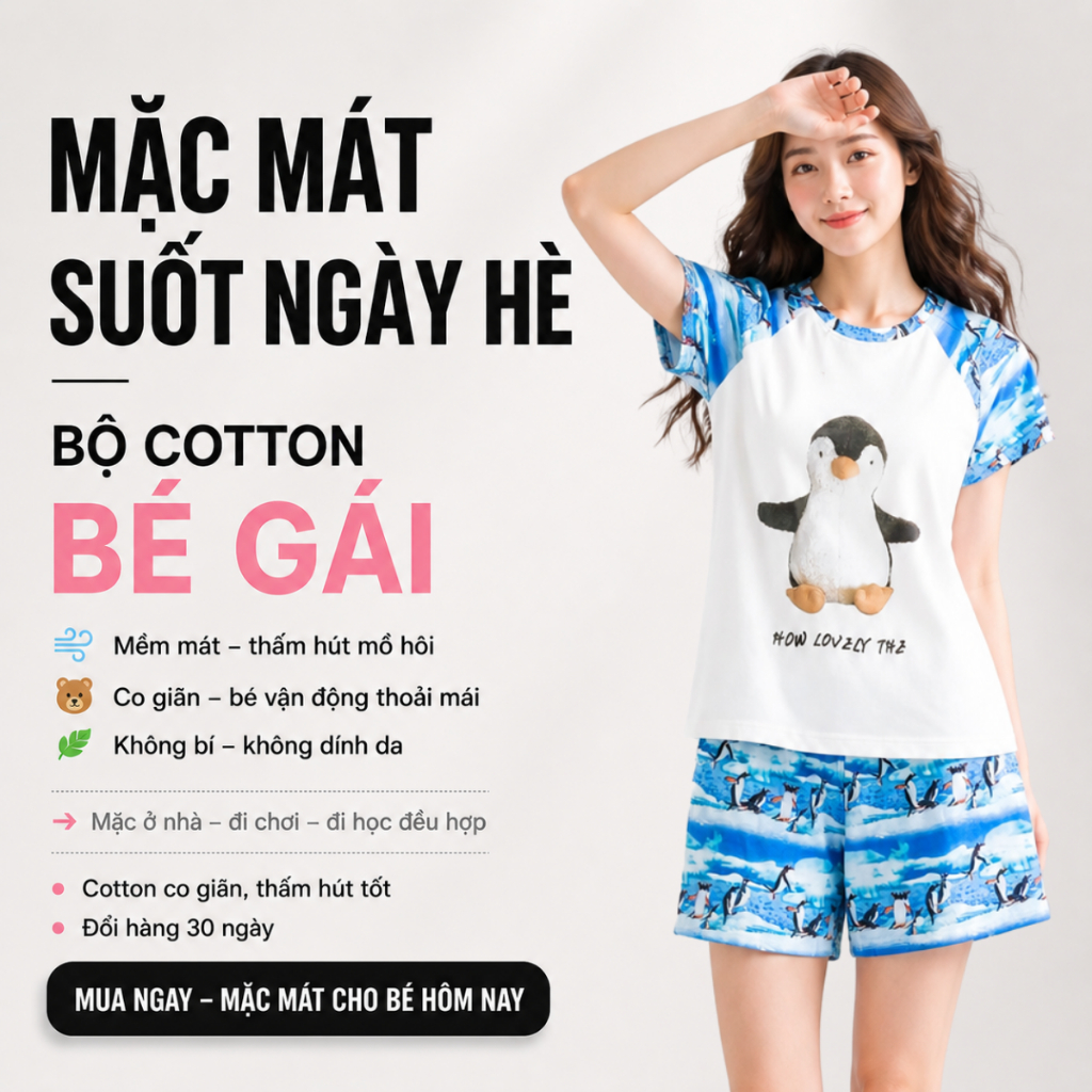 Quần Áo Bé Gái Mùa Hè – Bộ Cotton Áo Thun Quần Short Mát B70 | JJ Kids Fashion