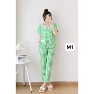 NT12-Tay ngắn quần dài cổ tròn mát thấm mồ hôi mặc nhà thoải mái cho nữ 45kg-70kg
