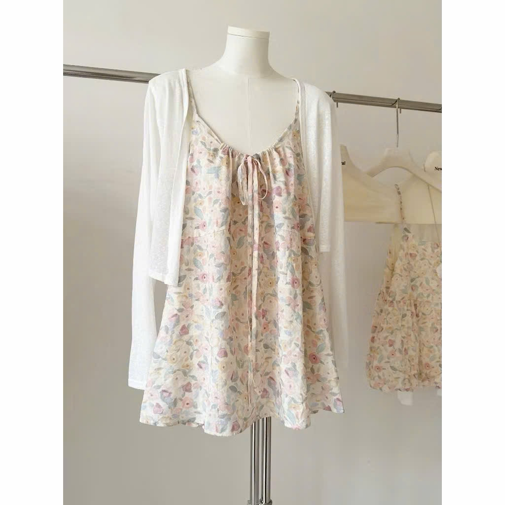 𝒄𝒂𝒎.𝒄𝒍𝒐𝒔𝒆𝒕•Set áo cardigan + váy 2 dây hoa pastel