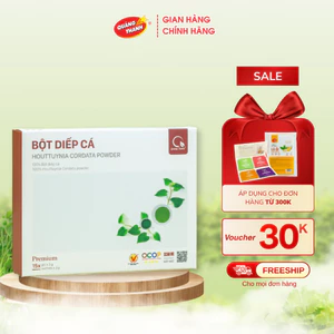 Bột Diếp Cá Sấy Lạnh Nguyên Chất Quảng Thanh Hộp 45g (15 gói x 3g) - Hỗ trợ kháng viêm, táo bón