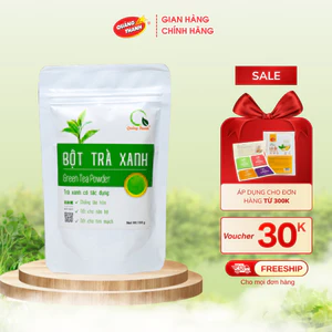 Bột Trà Xanh Nguyên Chất Quảng Thanh Gói 100g, bột trà xanh sấy lạnh nguyên chất