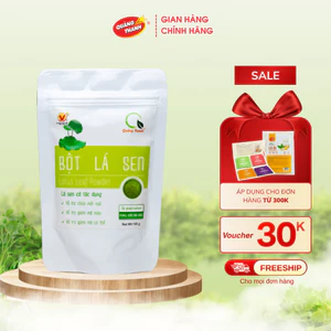 Bột Lá Sen Sấy Lạnh Nguyên Chất Quảng Thanh Gói 100gr - Giảm mụn, mờ thâm nám, giảm gút, làm đẹp