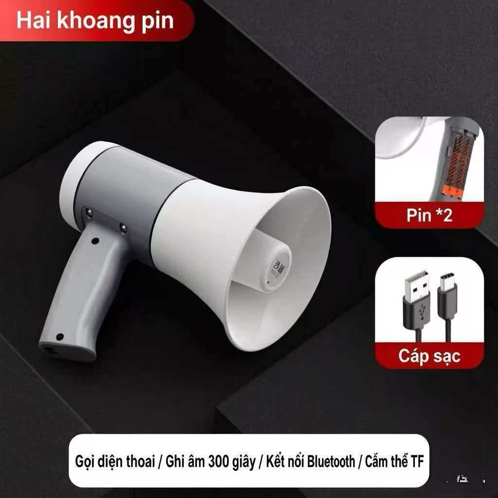 Loa Phóng Thanh 518BT Bluetooth Ghi Âm, Phát Lại Có Cổng Usb Thẻ Nhớ(1pin)/ (2 pin)