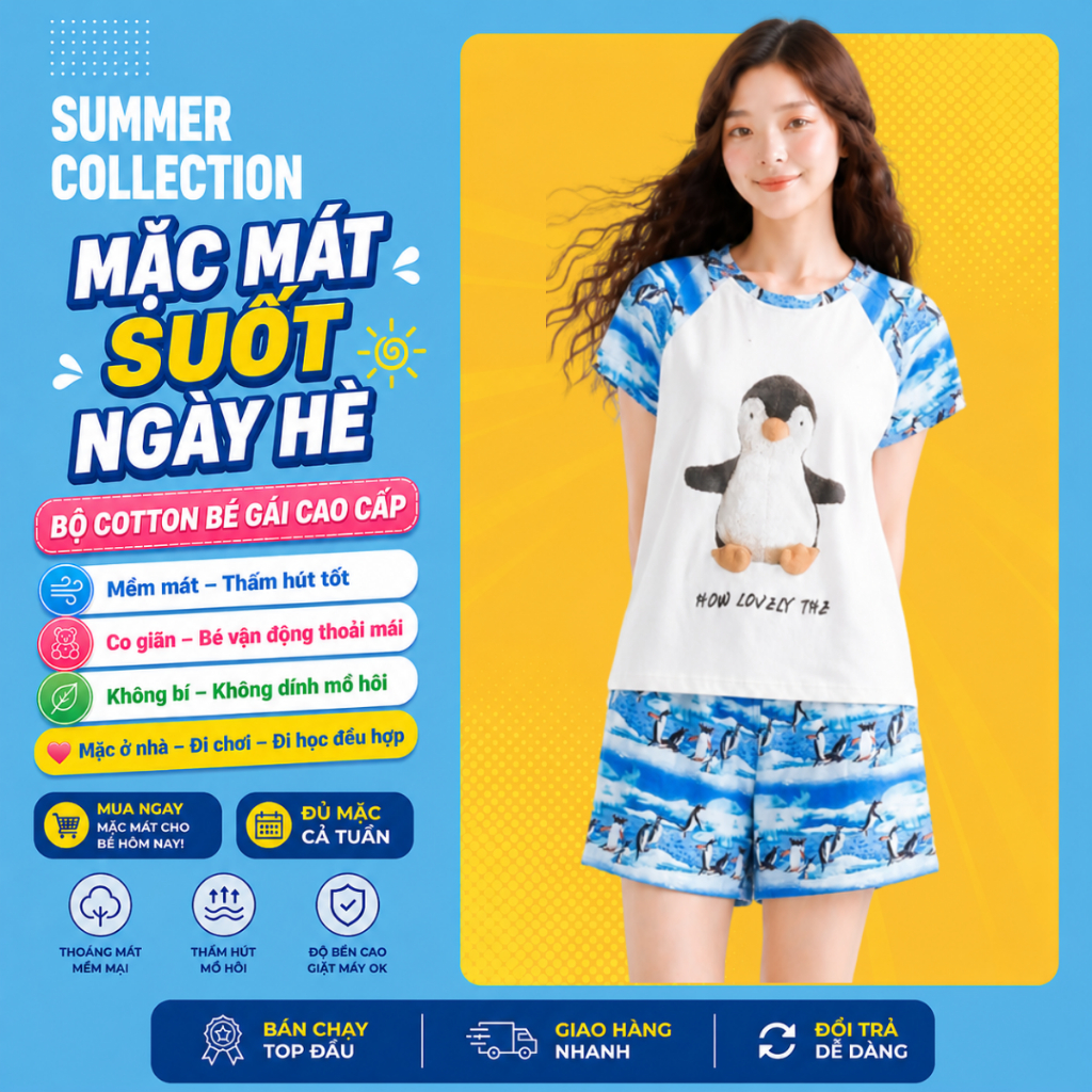 Quần Áo Bé Gái Mùa Hè – Bộ Cotton Áo Thun Quần Short Mát B70 | JJ Kids Fashion