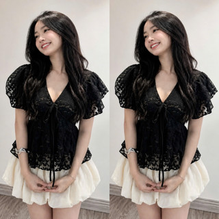Set Áo Váy Bigsize Nữ Dáng Áo Peplum Cổ Tim Vạt Xòe Phối Chân Váy Bí Tiêu Thư A353+CV413