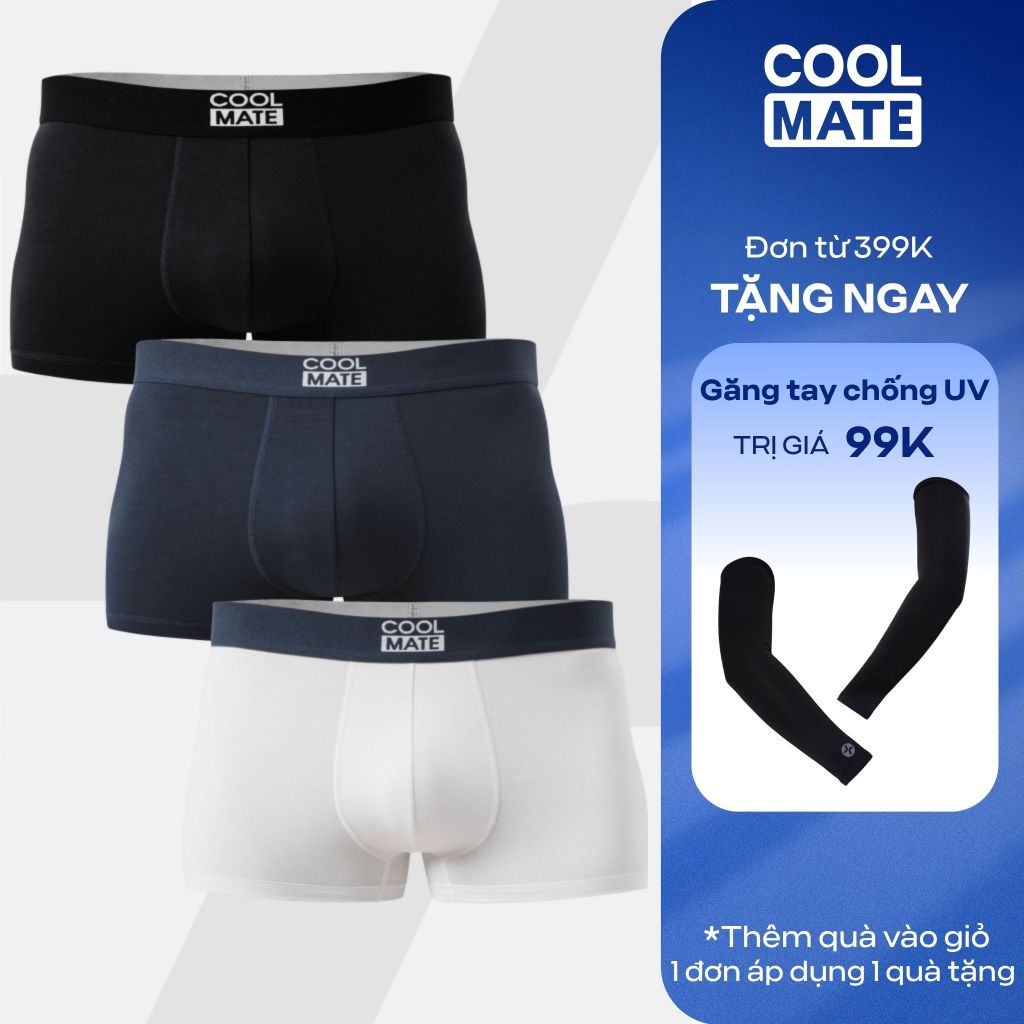 Combo 3 quần lót nam dáng Trunk Bamboo mềm mại, kháng khuẩn, thấm hút tốt Coolmate