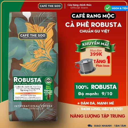 Cà phê rang xay Robusta rang mộc nguyên chất 100% đậm đà, thơm lừng, hậu vị ngọt từ Café The Soo