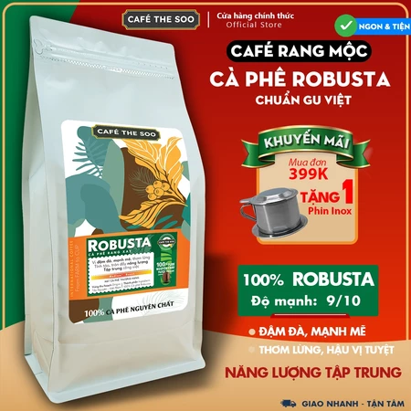 1KG Cà phê nguyên chất Robusta cao cấp, rang mộc, đậm đà, chuẩn gu cà phê rang xay Việt