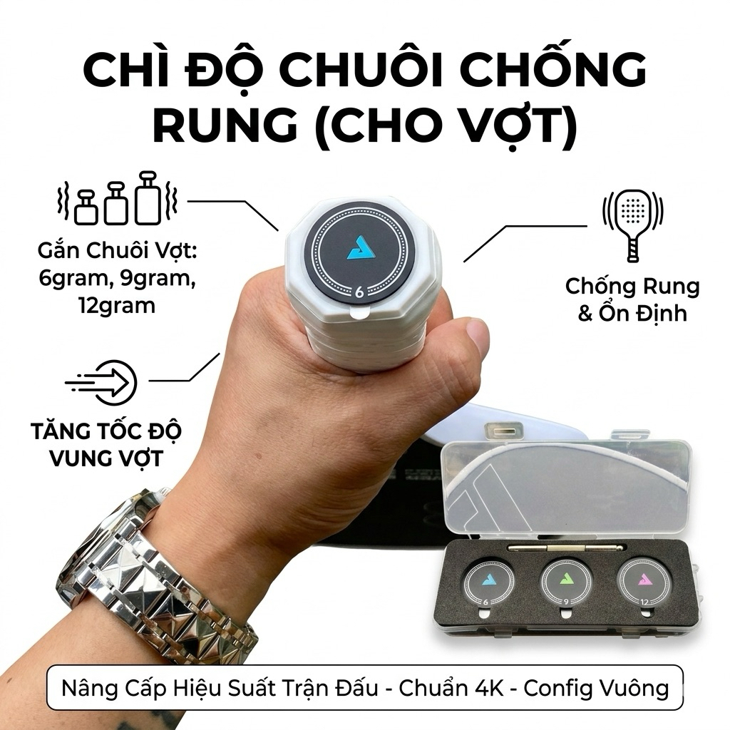 Chì Dán chuôi Vợt Tăng Tốc Độ Và Lực Đánh, Chì Dán Vợt Chơi Pickleball, Tennis, Padel