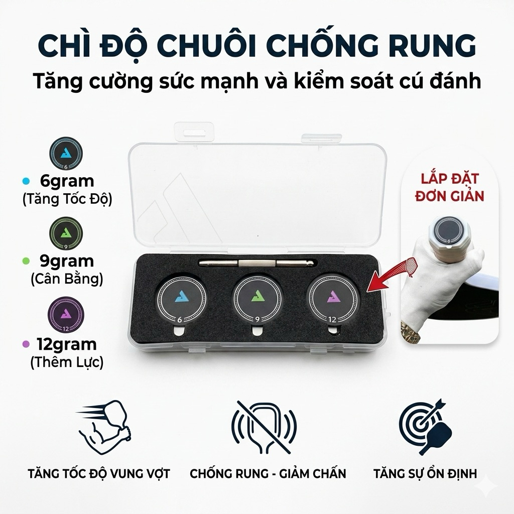 Chì Dán chuôi Vợt Tăng Tốc Độ Và Lực Đánh, Chì Dán Vợt Chơi Pickleball, Tennis, Padel