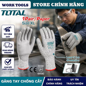 Găng tay chống cắt TOTAL an toàn, hiệu quả, dễ sử dụng TSP1702-XL, TSP13106-XL, TSP13102, TSP13103 DNTT