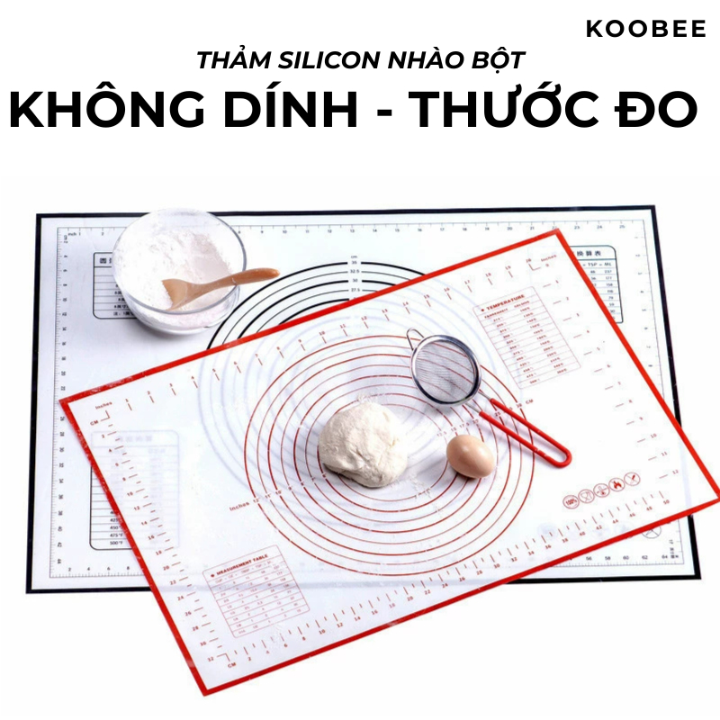Thảm Silicon Nhào Bột Chống Dính KOOBEE – Có Vòng Tròn Và Thang Đo Kích Thước Tiện Lợi, Dễ Căn Bột Chuẩn (PKB21)