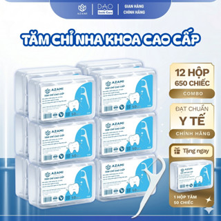 Tăm chỉ nha khoa hai đầu AZAMI Combo 12 hộp tặng 1 / 650 chiếc chỉ siêu dai, nhựa nguyên sinh