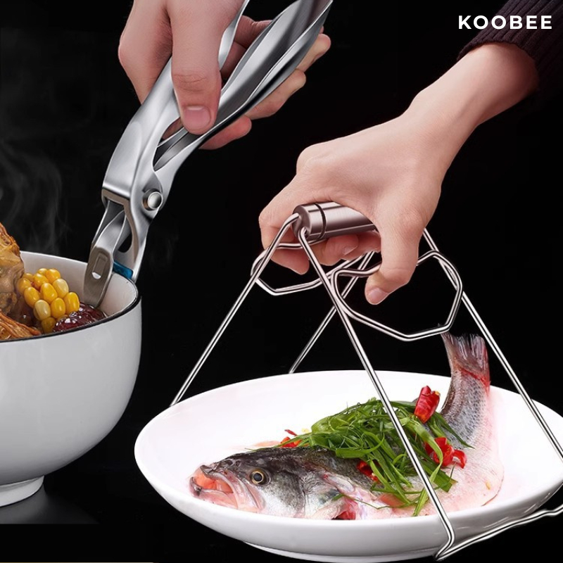 Bộ Kẹp Nhấc Nồi Bát Đĩa Inox 304 KOOBEE – Kẹp Chống Nóng Nguyên Khối, Kẹp Đa Năng Nhà Bếp Cao Cấp | 345