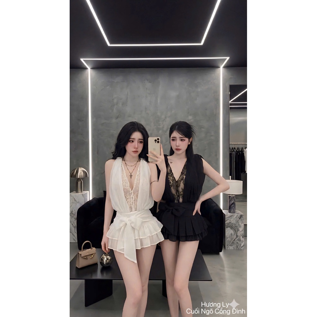 Váy tơ phối ren kèm quần bảo hộ xinh lắm