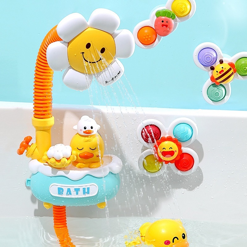 Đồ Chơi Nhà Tắm Vòi Sen Vịt Vàng Hoa Hướng Dương Phun Nước Dễ Thương Kèm Vòi Sen Nhà Tắm Phòng Tắm - Đồ Chơi PUPU HOUSE