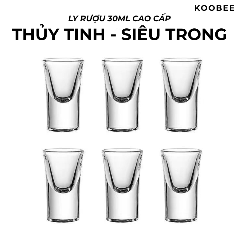 Bộ 06 Ly Uống Rượu Thủy Tinh 30ml Cao Cấp – Cốc Uống Rượu Nhỏ Sang Trọng, Đế Dày, Siêu Trong, Chịu Nhiệt | 359
