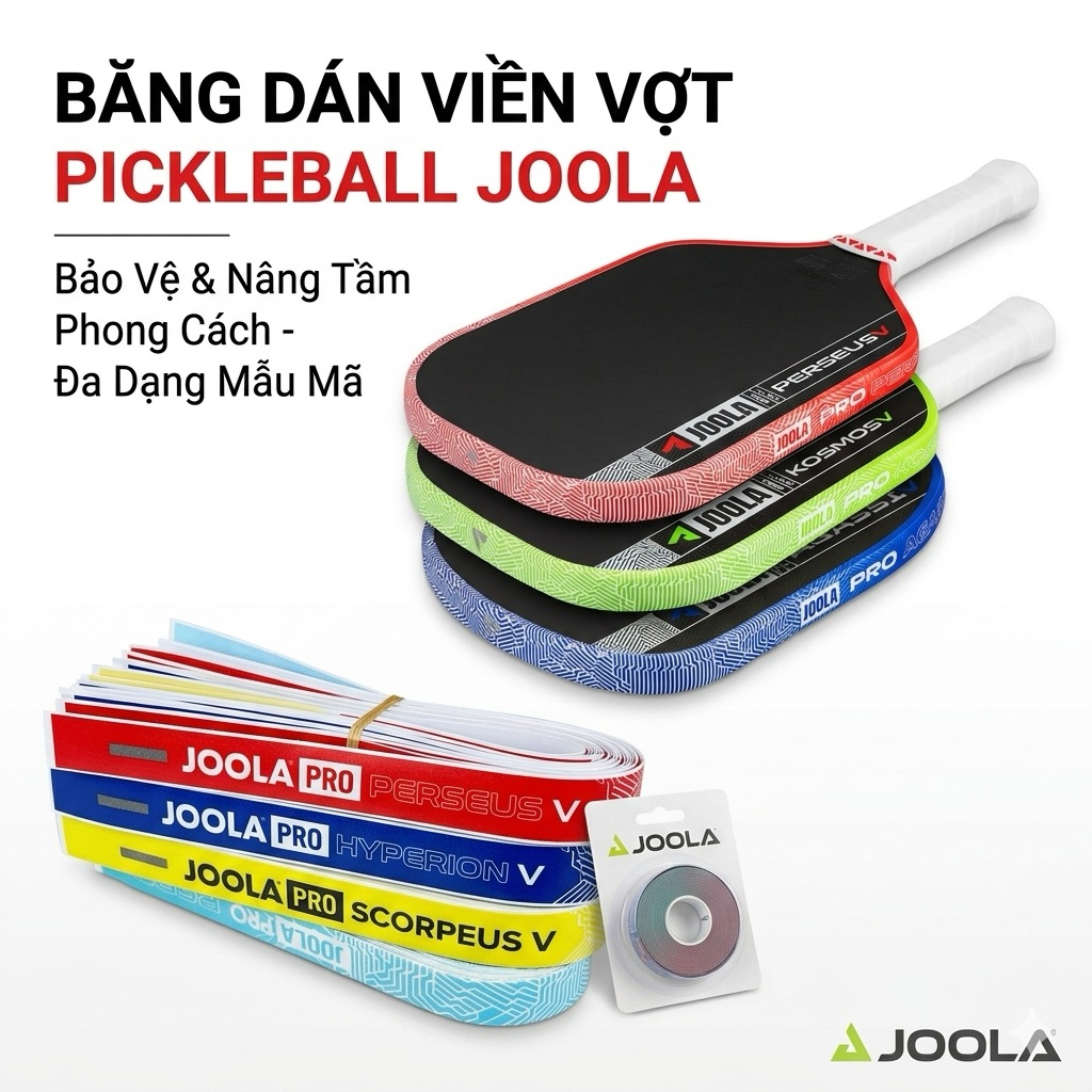 Dán viền vợt Pickleball Joola Gen 5 16mm 14mm in 5D cao cấp 5 màu đẹp nhất chất liệu Dcal Siêu Bền .