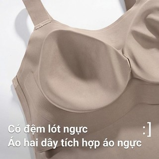 Áo Lót Không Cần Mặc Áo Ngực - Áo Ba Lỗ Liền Quần Lót Mỏng Không Đường May, Chỉnh Hình Size Lớn