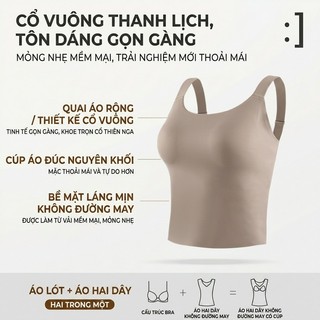 Áo Lót Không Cần Mặc Áo Ngực - Áo Ba Lỗ Liền Quần Lót Mỏng Không Đường May, Chỉnh Hình Size Lớn