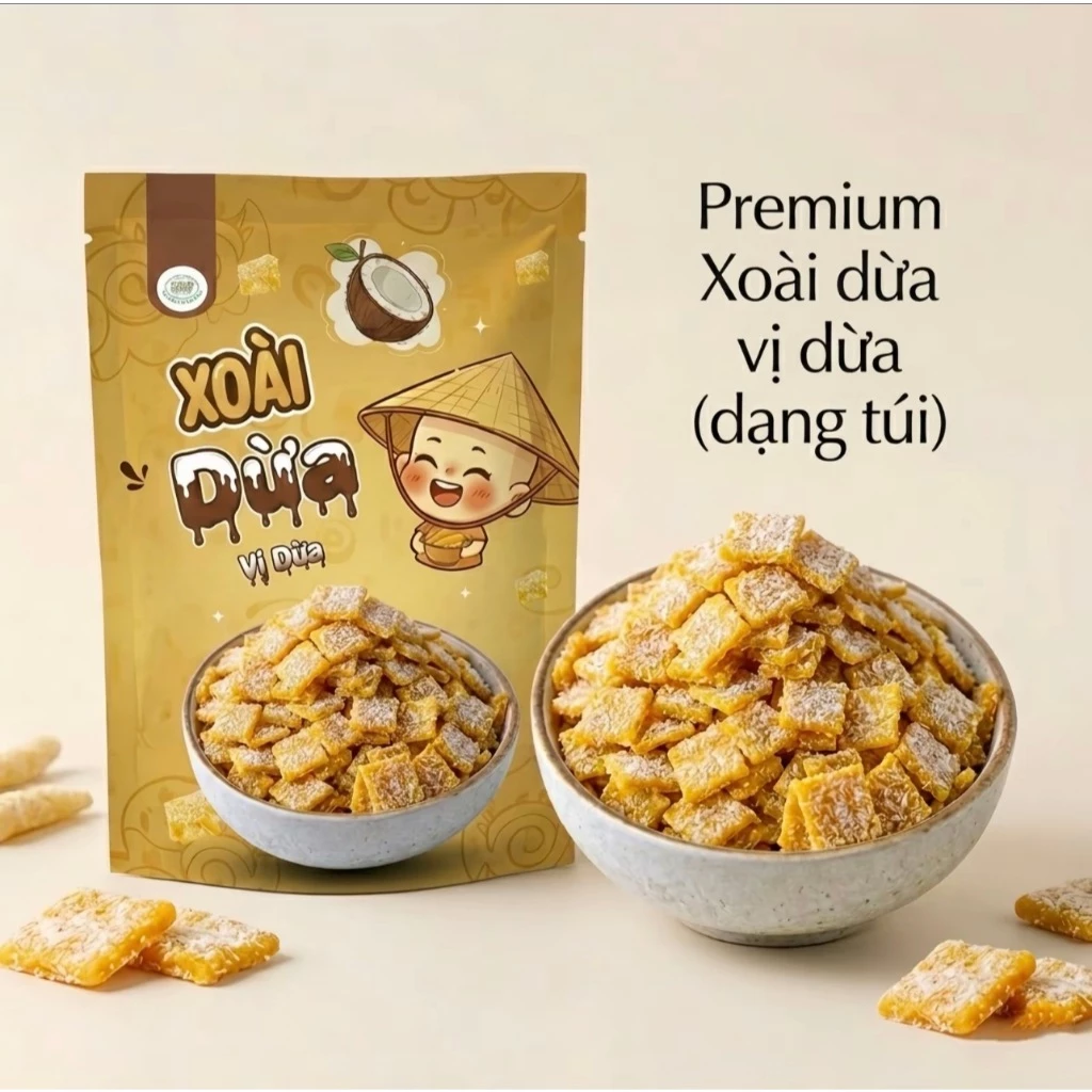 Xoài Sấy Dẻo Vị dừa 100g Xuân Trường Food - Đồ ăn vặt, healthy snack vụ dừa, chua ngọt dễ ghiền