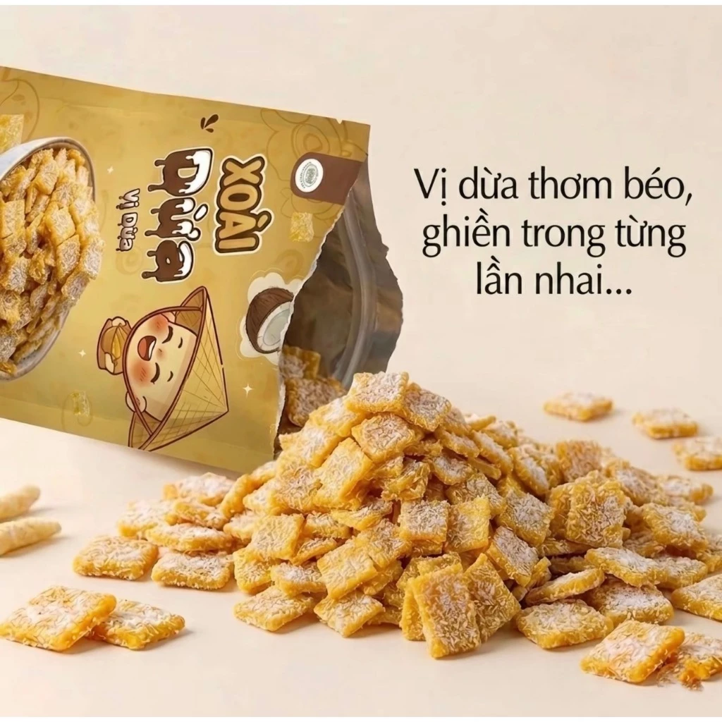 Xoài Sấy Dẻo Vị dừa 100g Xuân Trường Food - Đồ ăn vặt, healthy snack vụ dừa, chua ngọt dễ ghiền