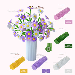 [Velours.bloom] Set Diy Làm Hoa Cúc Họa Mi Kẽm Nhung 47 bông - Trang Trí Nhà Cửa (Đầy Đủ Phụ Kiện + Video Hướng Dẫn)