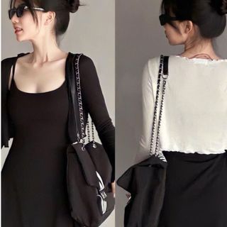 Áo khoác dài tay cardigan nữ dáng ngắn đen trắng hàn quốc VANISA CDG02