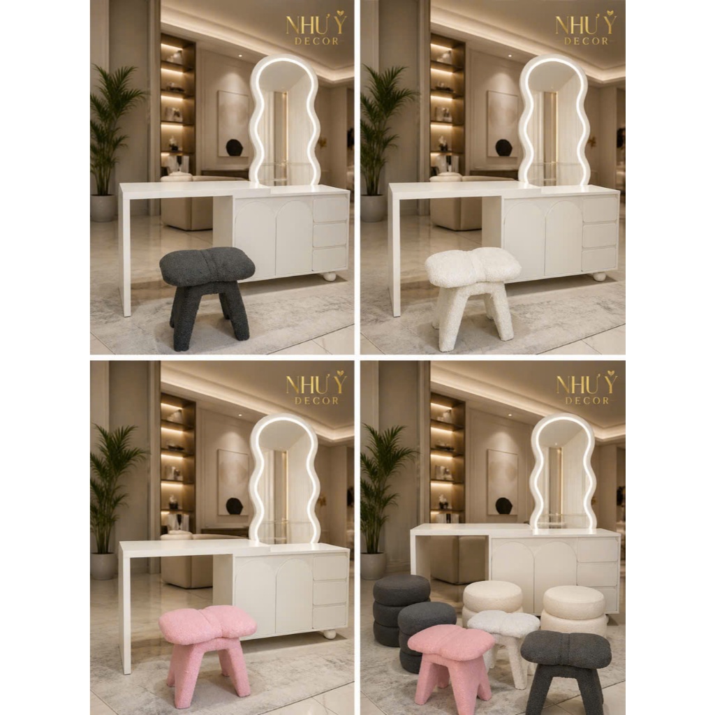 Ghế đôn nơ NHU Y DECOR, ghế ngồi bàn trang điểm hoặc ngồi cùng sofa, màu sắc đa dạng, hỏa tốc HCM