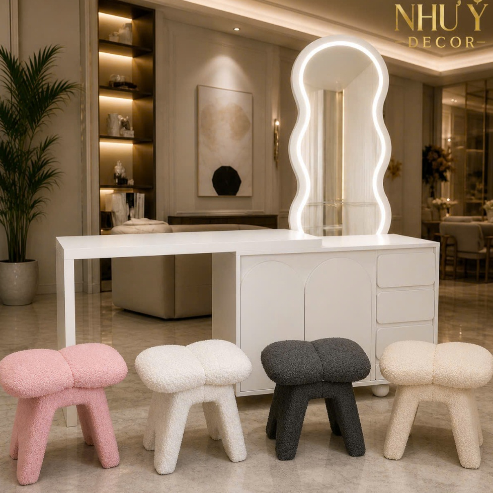 Ghế đôn nơ NHU Y DECOR, ghế ngồi bàn trang điểm hoặc ngồi cùng sofa, màu sắc đa dạng, hỏa tốc HCM