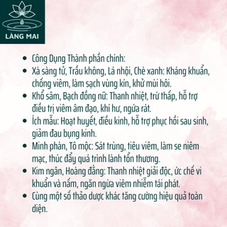 [ Túi 20 gói ] Làng Mai - Bột thảo dược Làm sach Kháng khuẩn,Trầu không, Lá nhội, Chè xanh, Khổ sâm.