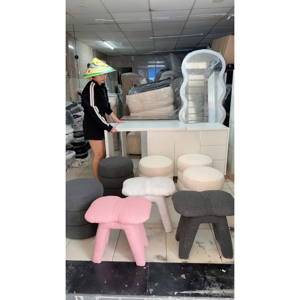Ghế đôn nơ NHU Y DECOR, ghế ngồi bàn trang điểm hoặc ngồi cùng sofa, màu sắc đa dạng, hỏa tốc HCM