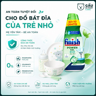Gel Rửa Bát Finish 900ml All In 1 Eco – Nhập Khẩu EU, 0% Phosphates, Dịu Nhẹ An Toàn